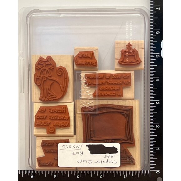 Stampin Up! Computer Quips Wood Mounted Rubber Stamp Set Of 7 105256 cat & mouse - Picture 2 of 5